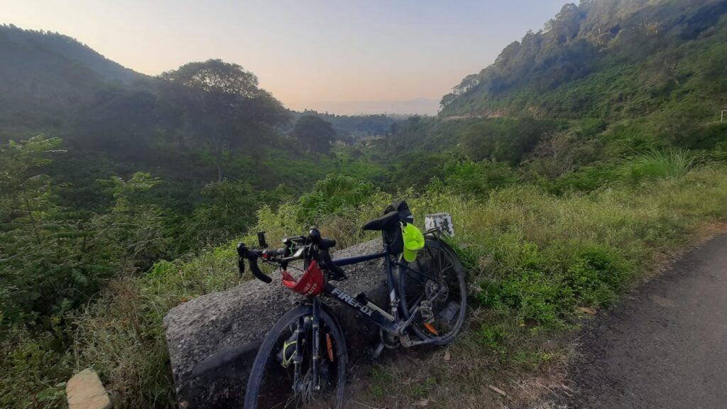 My bike at the edge of the mountains