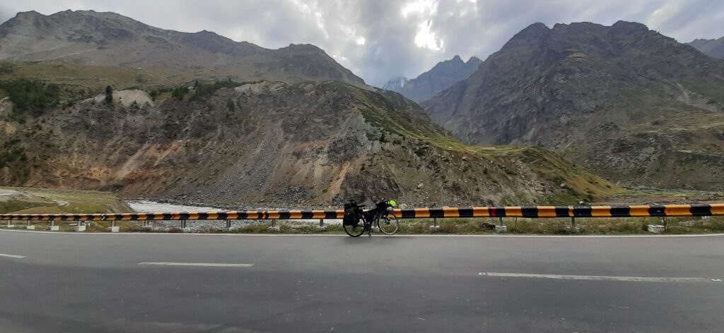 My bike with Himalayas behind