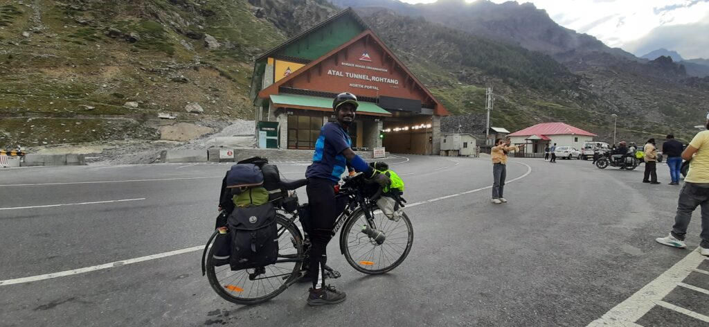 Post crossing Atal tunnel , my image with bike